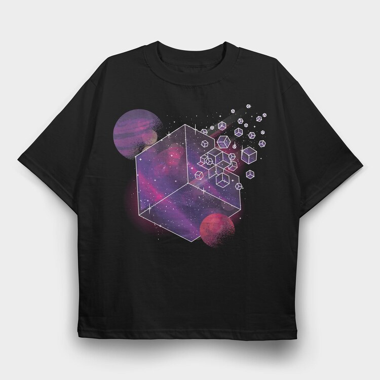 Galaxy Cube Space, Tricou Oversize Barbati (Unisex)