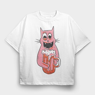 Drunk Cat, Tricou Oversize Barbati (Unisex)