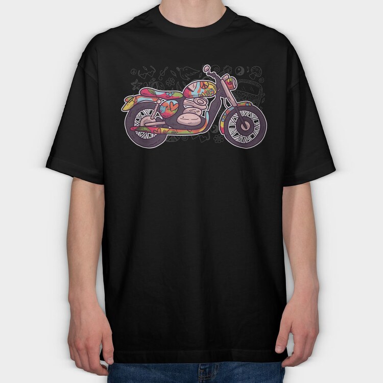 Hippie Motorcycle, Tricou Oversize Barbati (Unisex)