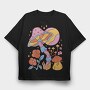 Hippie Mushroom Planet Flower, Tricou Oversize Barbati (Unisex)