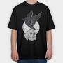 Black Raven On A Skull, Tricou Oversize Barbati (Unisex)