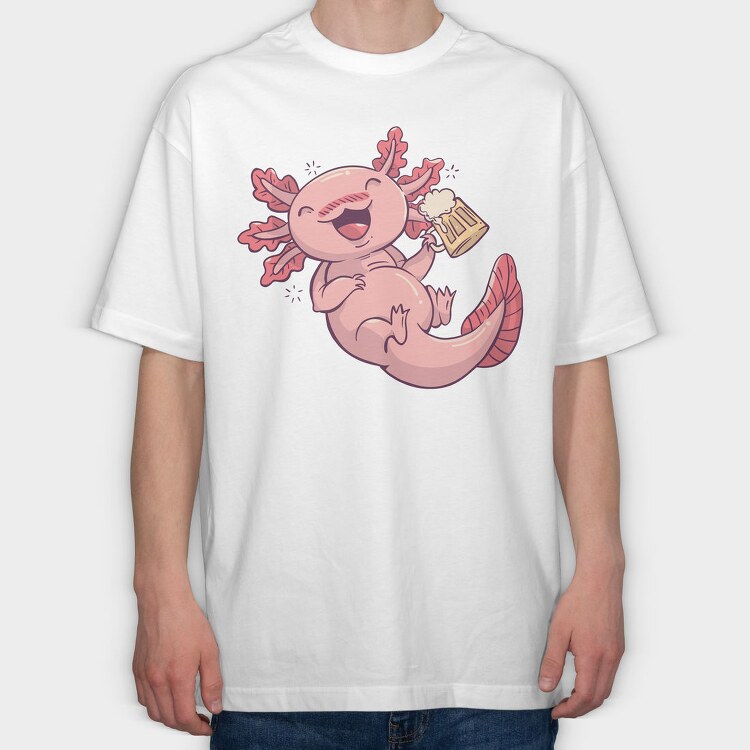 Drunk Axolotl Beer, Tricou Oversize Barbati (Unisex)