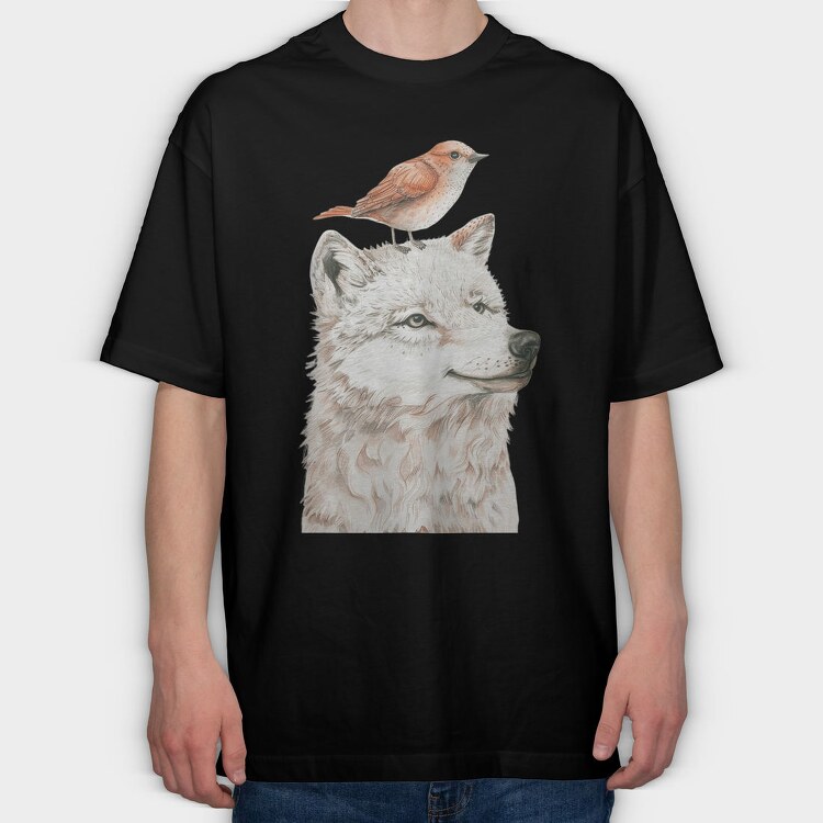 Wolf Bird Stack, Tricou Oversize Barbati (Unisex)