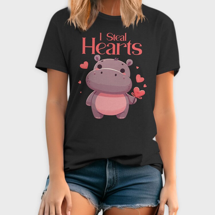 Hippo Heart Valentine, Tricou Barbati (Unisex)