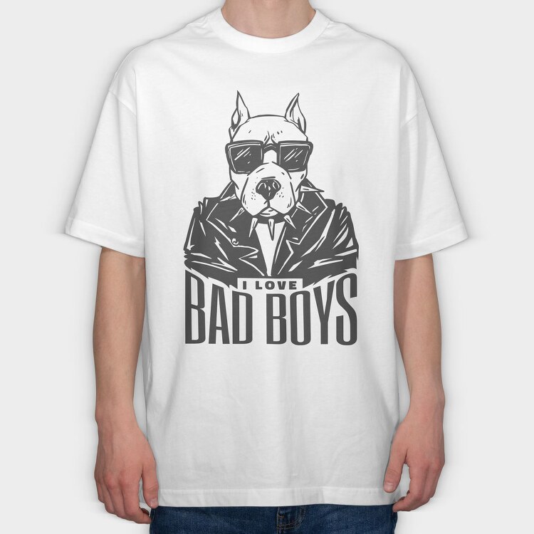 I Love Bad Boys, Tricou Oversize Barbati (Unisex)