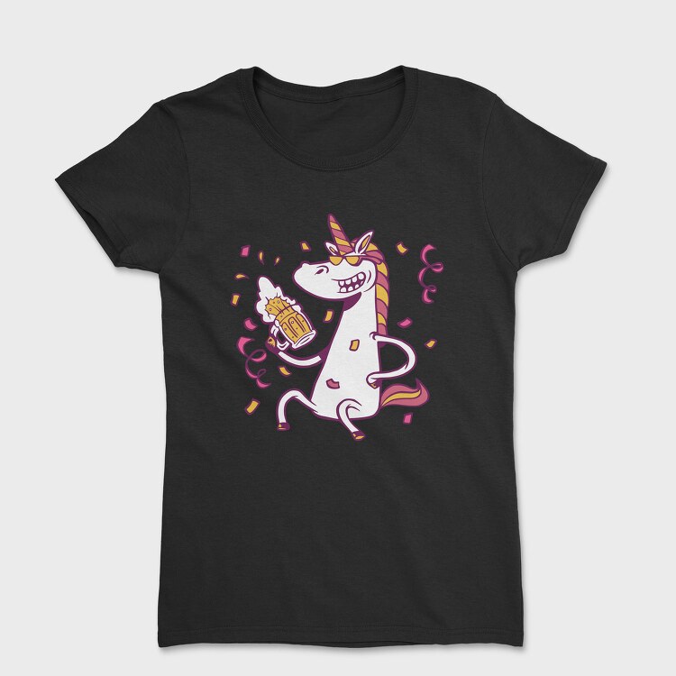 Drunk Unicorn With Beer Bachelor, Tricou Femei