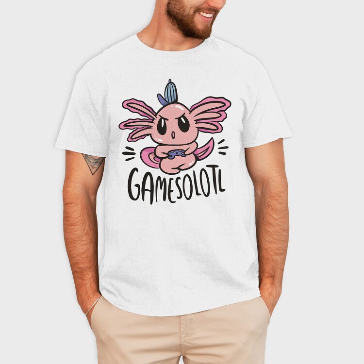 Gamer Axolotl Gamesolotl, Tricou Barbati (Unisex)