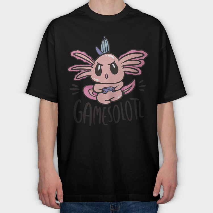 Gamer Axolotl Gamesolotl, Tricou Oversize Barbati (Unisex)