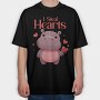 Hippo Heart Valentine, Tricou Oversize Barbati (Unisex)