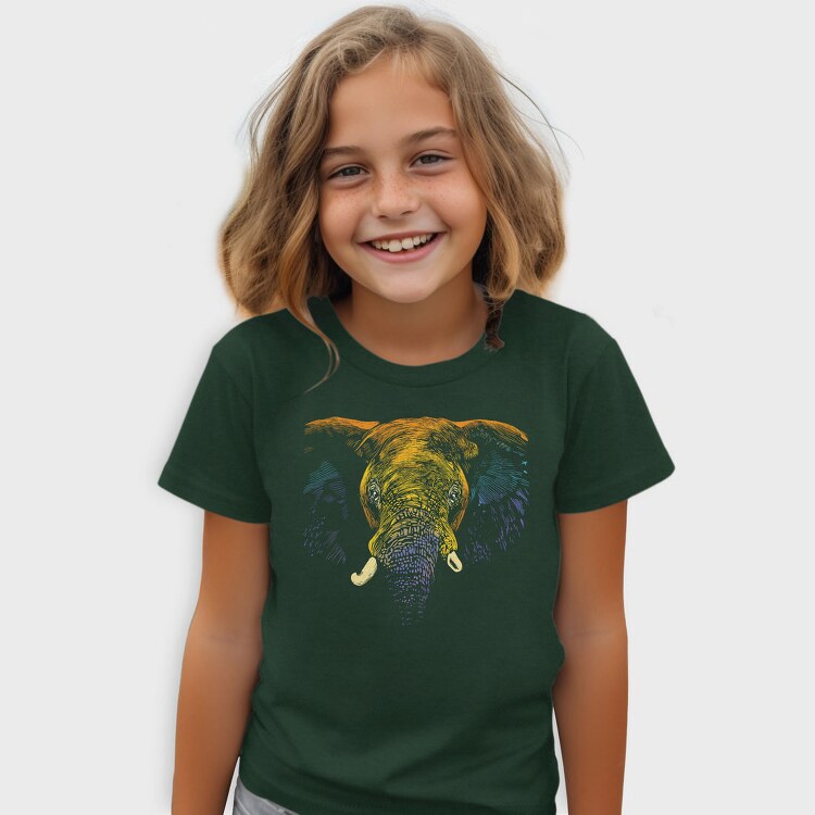 Realistic Elephant Animal Colorful, Tricou Copii