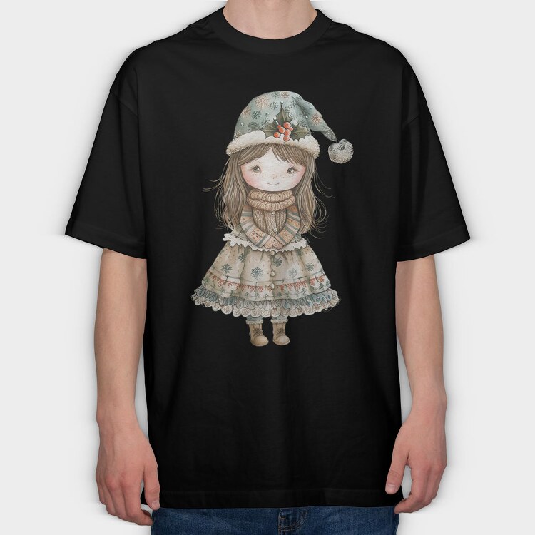 Winter Whimsy Girl, Tricou Oversize Barbati (Unisex)