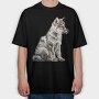 Wolf Pup Sitting, Tricou Oversize Barbati (Unisex)