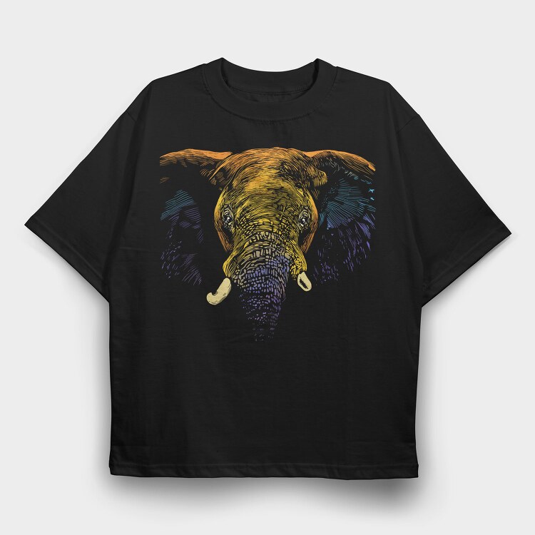 Realistic Elephant Animal Colorful, Tricou Oversize Barbati (Unisex)