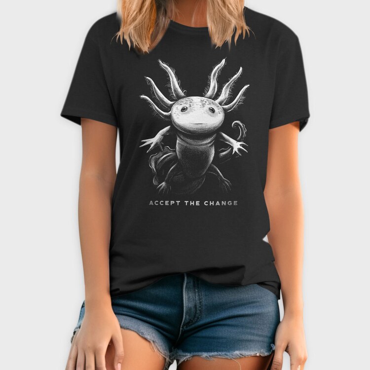 Realistic Hand Drawn Axolotl Change, Tricou Barbati (Unisex)