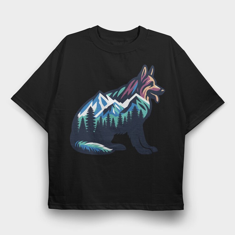 Mountain Dog Landscape, Tricou Oversize Barbati (Unisex)