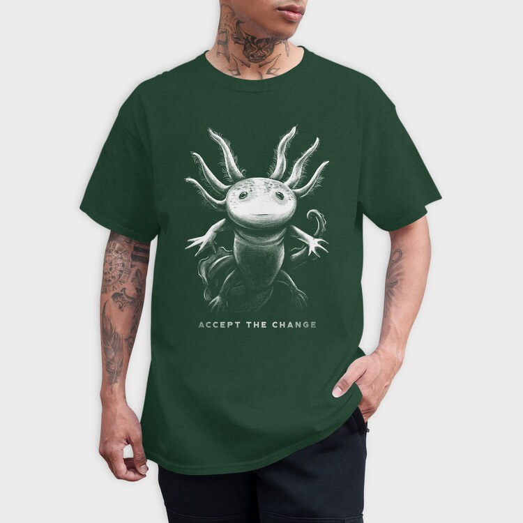 Realistic Hand Drawn Axolotl Change, Tricou Barbati (Unisex)