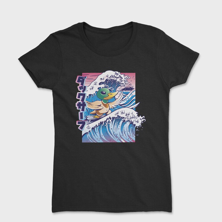 Duck Surfing Surf Vaporwave, Tricou Femei