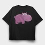 Hippo Huggable, Tricou Oversize Barbati (Unisex)