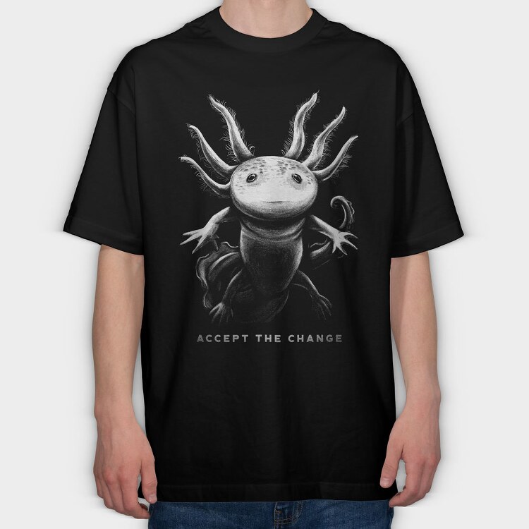 Realistic Hand Drawn Axolotl Change, Tricou Oversize Barbati (Unisex)