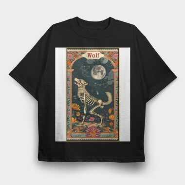 Wolf Skeleton Tarot, Tricou Oversize Barbati (Unisex)