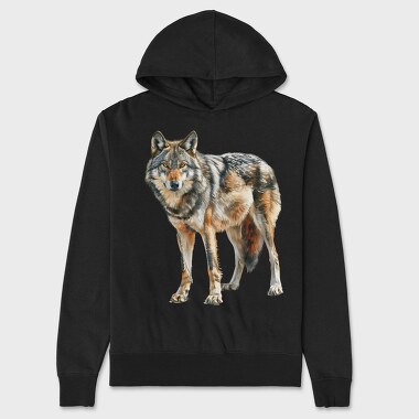 Wolf Standing Wild, Hanorac Oversize Barbati (Unisex)