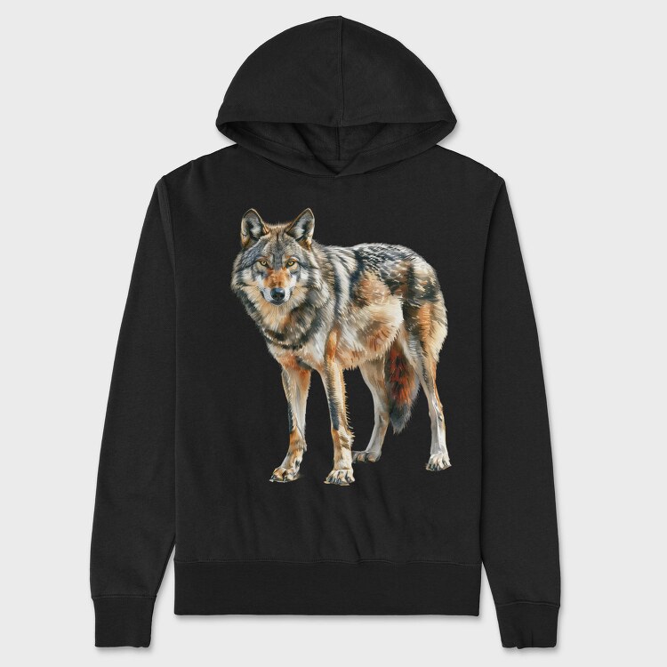Wolf Standing Wild, Hanorac Oversize Barbati (Unisex)