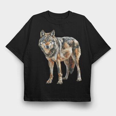 Wolf Standing Wild, Tricou Oversize Barbati (Unisex)