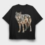 Wolf Standing Wild, Tricou Oversize Barbati (Unisex)