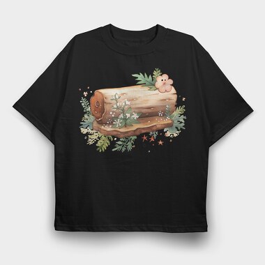 Wood Log Flowers, Tricou Oversize Barbati (Unisex)