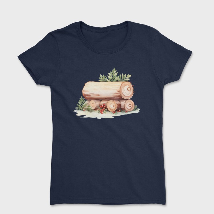 Wooden Logs Christmas, Tricou Femei