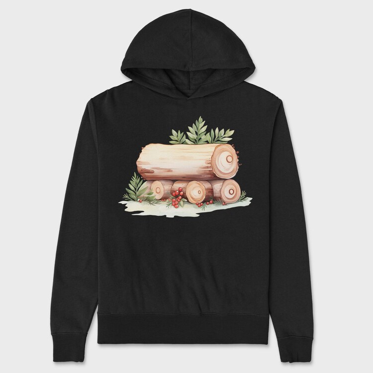 Wooden Logs Christmas, Hanorac Oversize Barbati (Unisex)