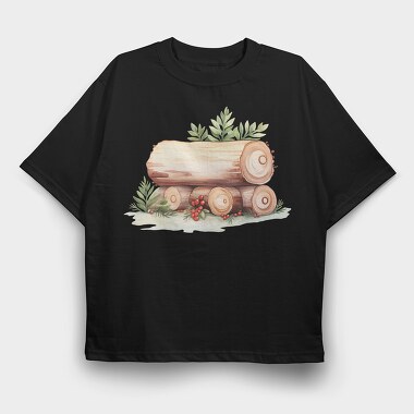Wooden Logs Christmas, Tricou Oversize Barbati (Unisex)
