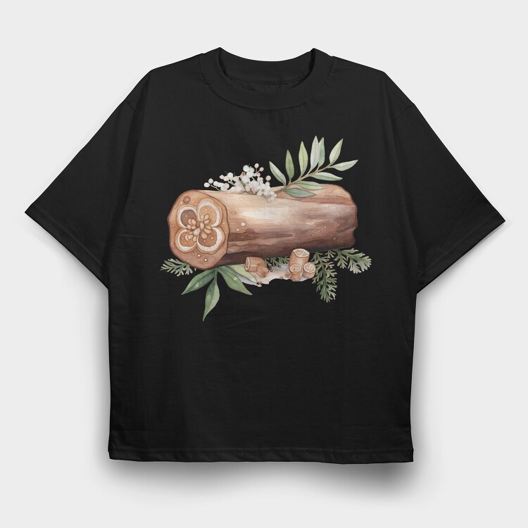 Woodland Christmas Stump, Tricou Oversize Barbati (Unisex)