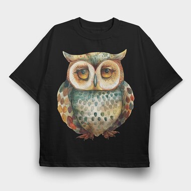 Woodland Owl Art, Tricou Oversize Barbati (Unisex)