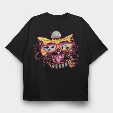 Hipster Gamer Cat, Tricou Oversize Barbati (Unisex)