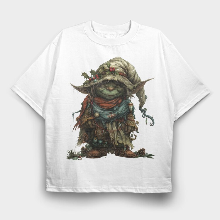 Yoda Christmas Gnome, Tricou Oversize Barbati (Unisex)