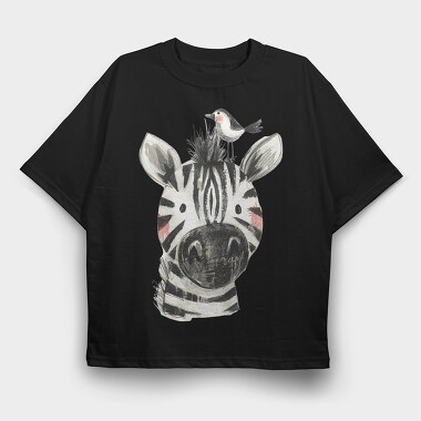 Zebra Bird Stack, Tricou Oversize Barbati (Unisex)
