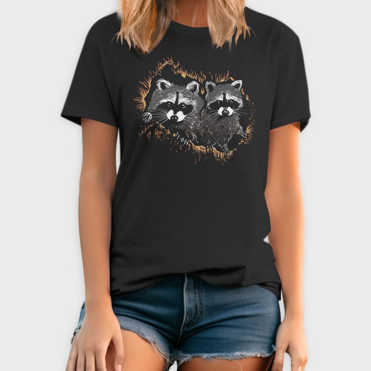 Realistic Raccoon Animals Night, Tricou Barbati (Unisex)