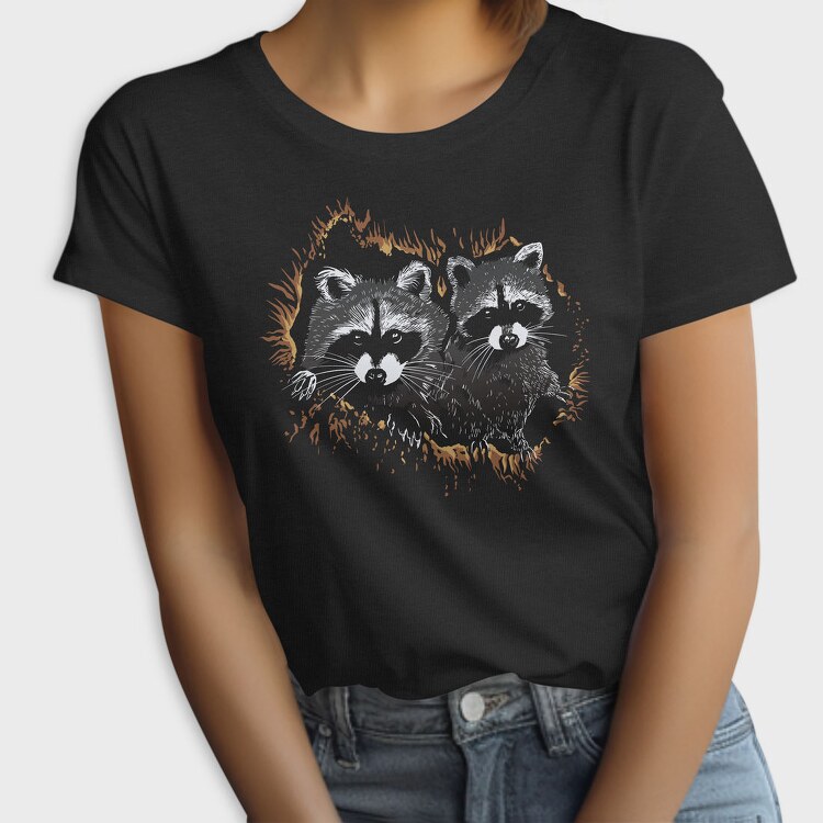 Realistic Raccoon Animals Night, Tricou Femei