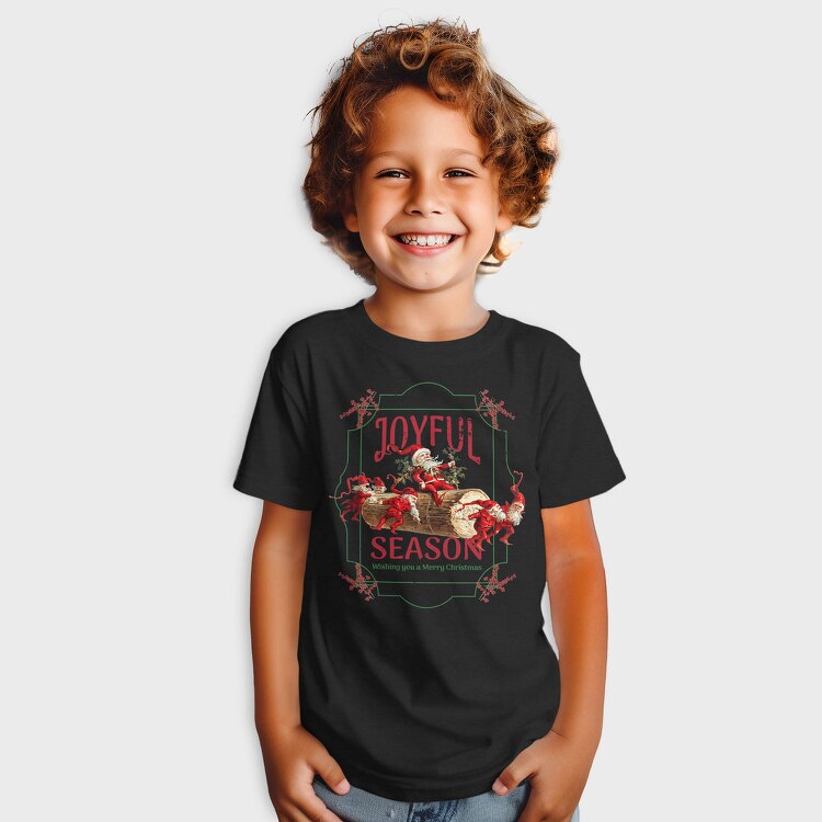 Christmas Season Santa And Elves Joyful, Tricou Copii