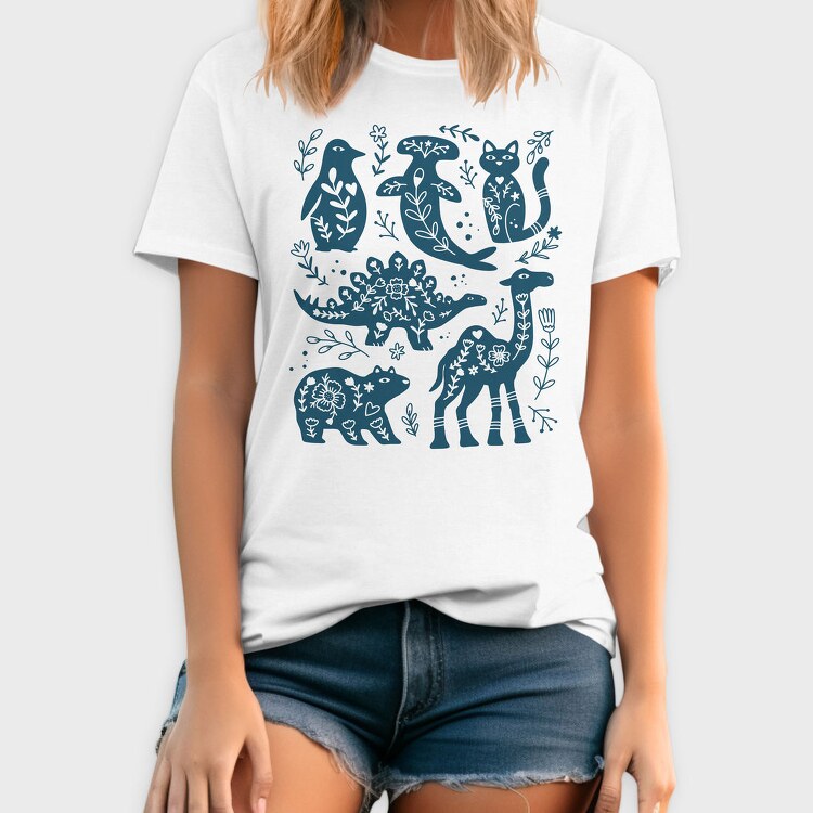 Blue Animals Cut Out Scandinavian Art, Tricou Barbati (Unisex)