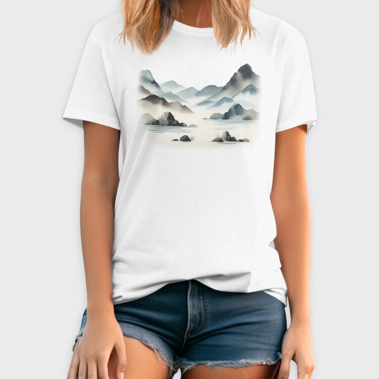 Mountain Lake Watercolor Skyland, Tricou Barbati (Unisex)