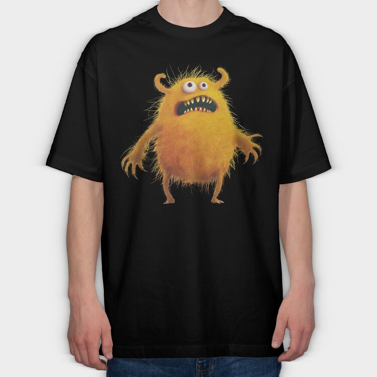 Yellow Fuzzy Monster, Tricou Oversize Barbati (Unisex)