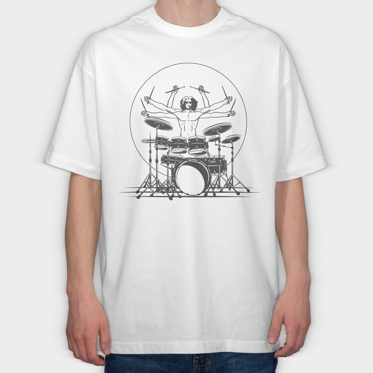 Drummer Playing Drums Design, Tricou Oversize Barbati (Unisex)