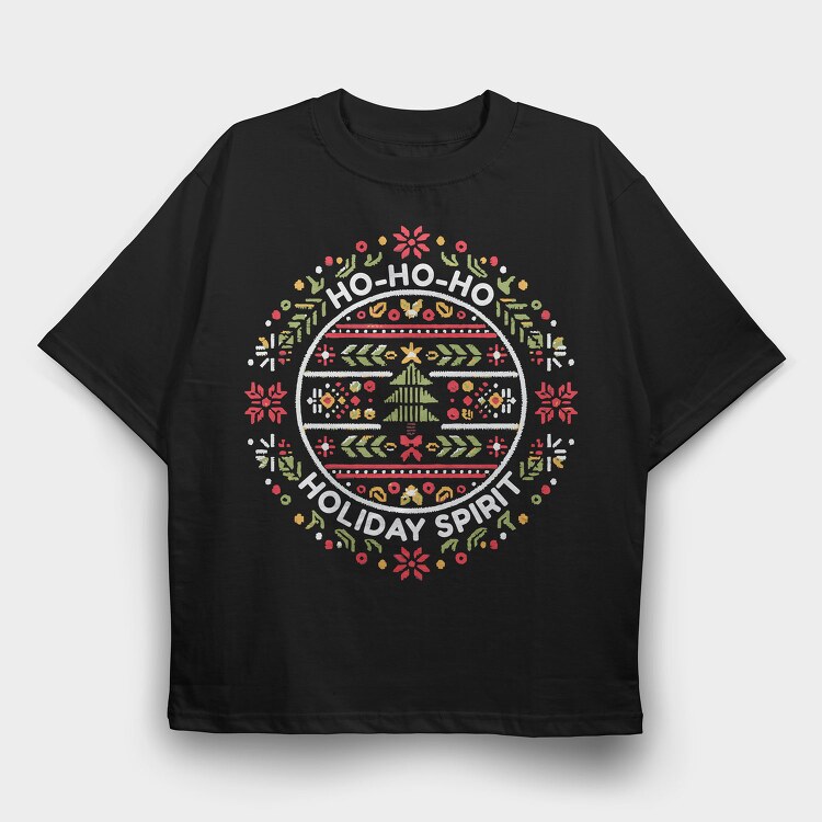 Ho Ho Ho Holiday Spirit, Tricou Oversize Barbati (Unisex)