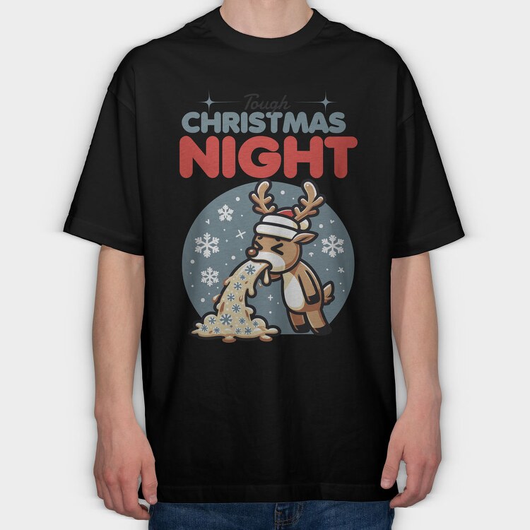 Christmas Sick Reindeer Night, Tricou Oversize Barbati (Unisex)