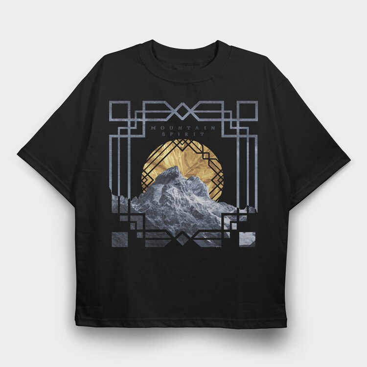 Mountain Landscape Art Deco Tote, Tricou Oversize Barbati (Unisex)