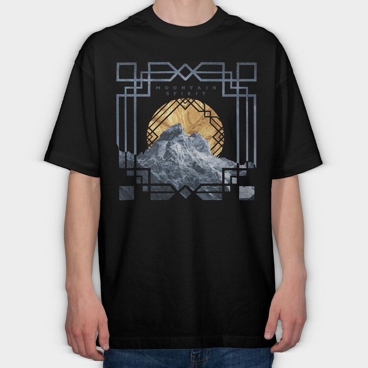 Mountain Landscape Art Deco Tote, Tricou Oversize Barbati (Unisex)