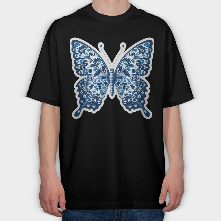 blue butterfly, Tricou Oversize Barbati (Unisex)
