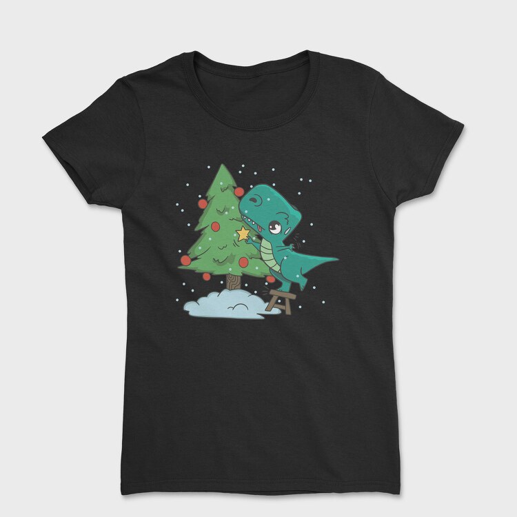 Christmas T Rex And Tree Chistmas, Tricou Femei